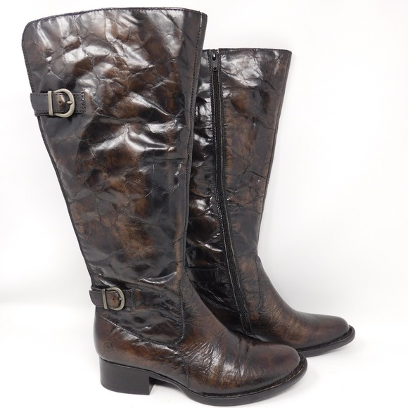 Born Women's Boots Handcrafted F56722 Brown Leather Tall Riding CQG18 NWT SZ 6M - Picture 1 of 15